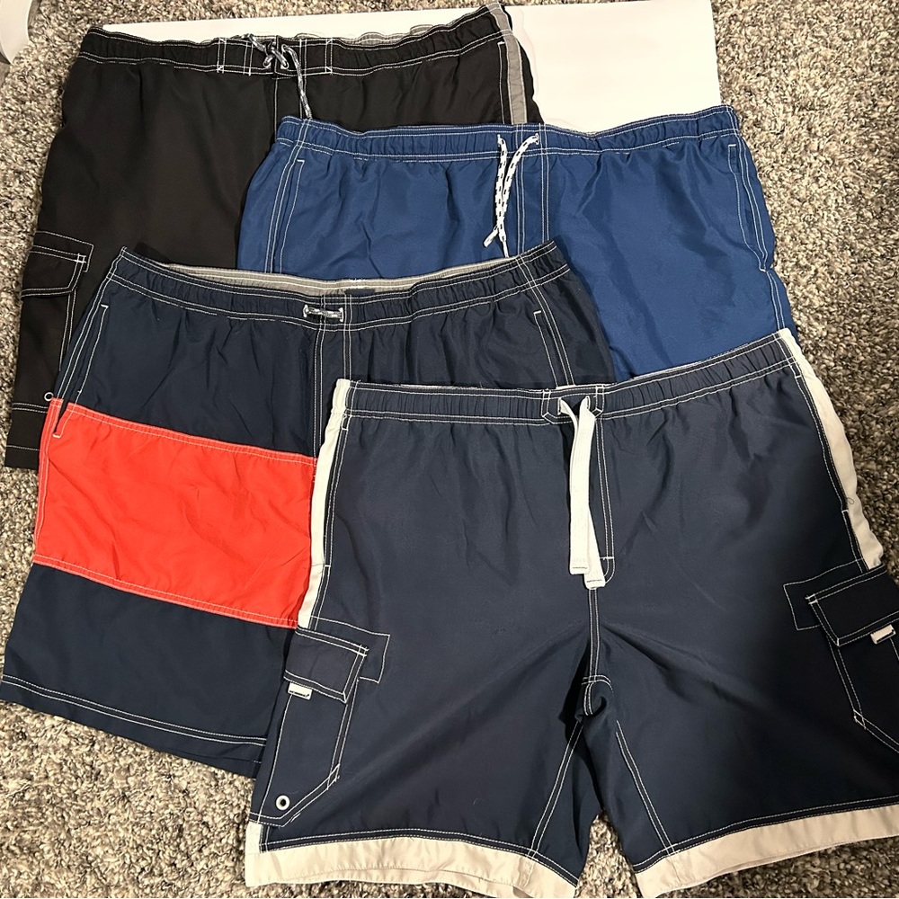 Men's Swim Shorts Set - Black, Blue, Red, Navy